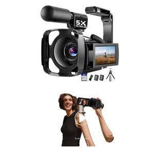 BREGOO 5K Ultra HD Digital Camera 64MP 18X Zoom Touch Screen NIB Accessories